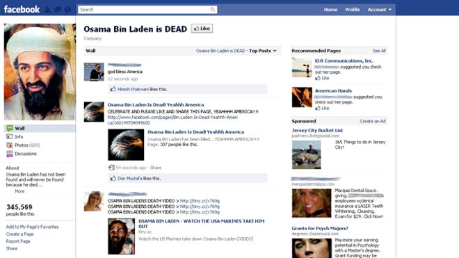 Usama Bin Laden Is Dead Facebook Page